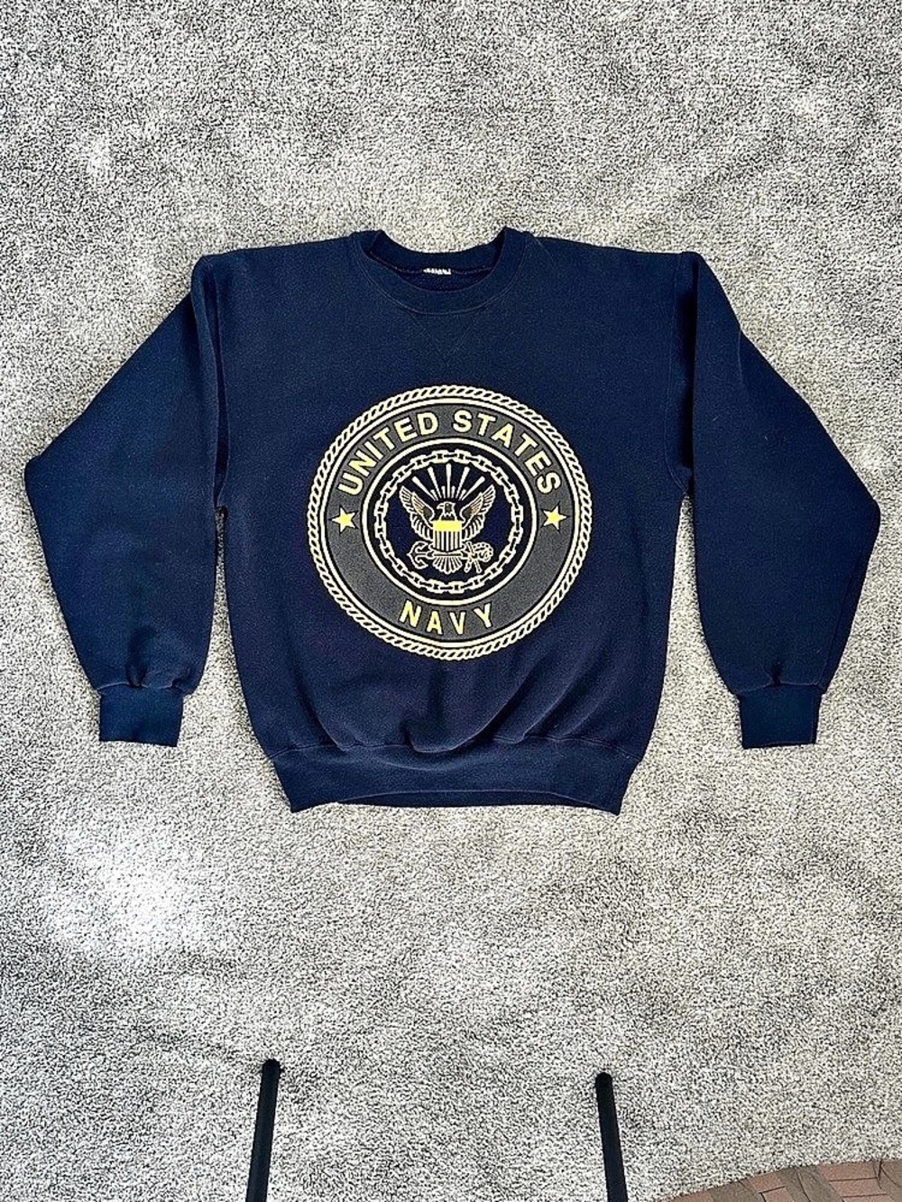 Vintage US Navy Reflective Crewneck Sweatshirt Double Sided Military Men's M